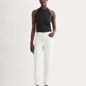 Everlane “Super Soft Relaxed” High-Rise Straight-Leg Jean in Off-White